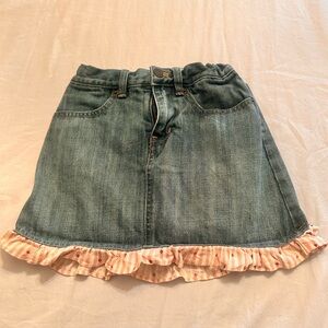 Denim Skirt with Ruffle Hem